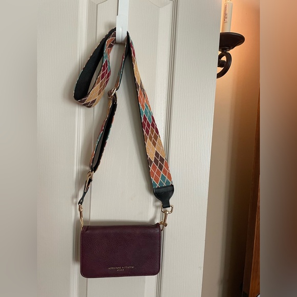 Adrienne Vittadini Burgundy Crossbody Bag with Patterned Strap (EUC) - Picture 1 of 6